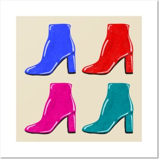 Funky Retro High Heel Boots Posters and Art